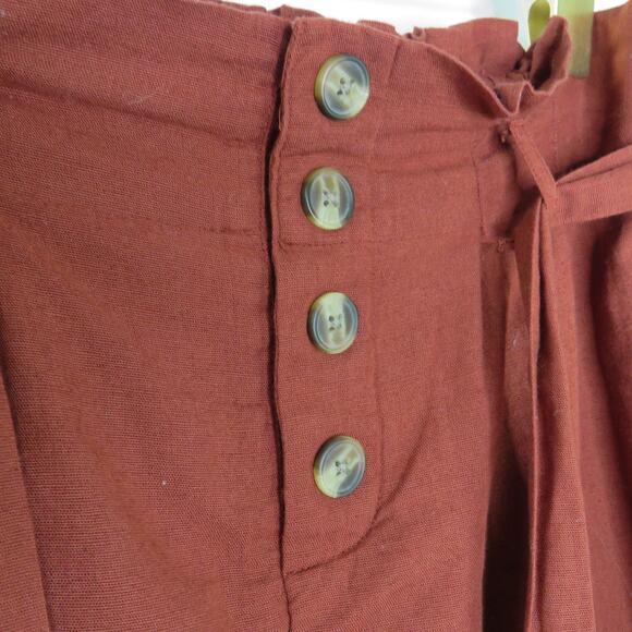 American Eagle Red Button Down High Rise Paperbag Tie Skirt Extra Small - Picture 4 of 8